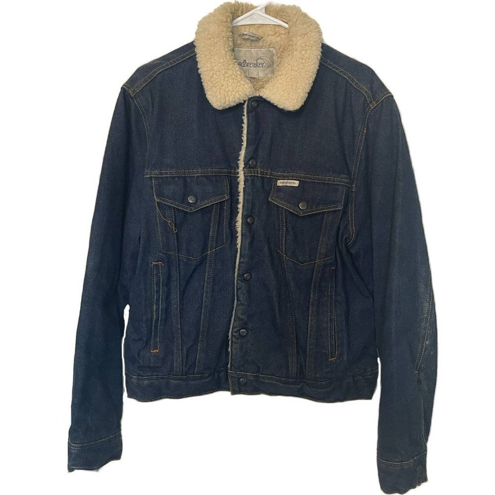 Original Windbreaker Men’s Sherpa Lined Denim Jacket Vintage Winter Coat Fleece